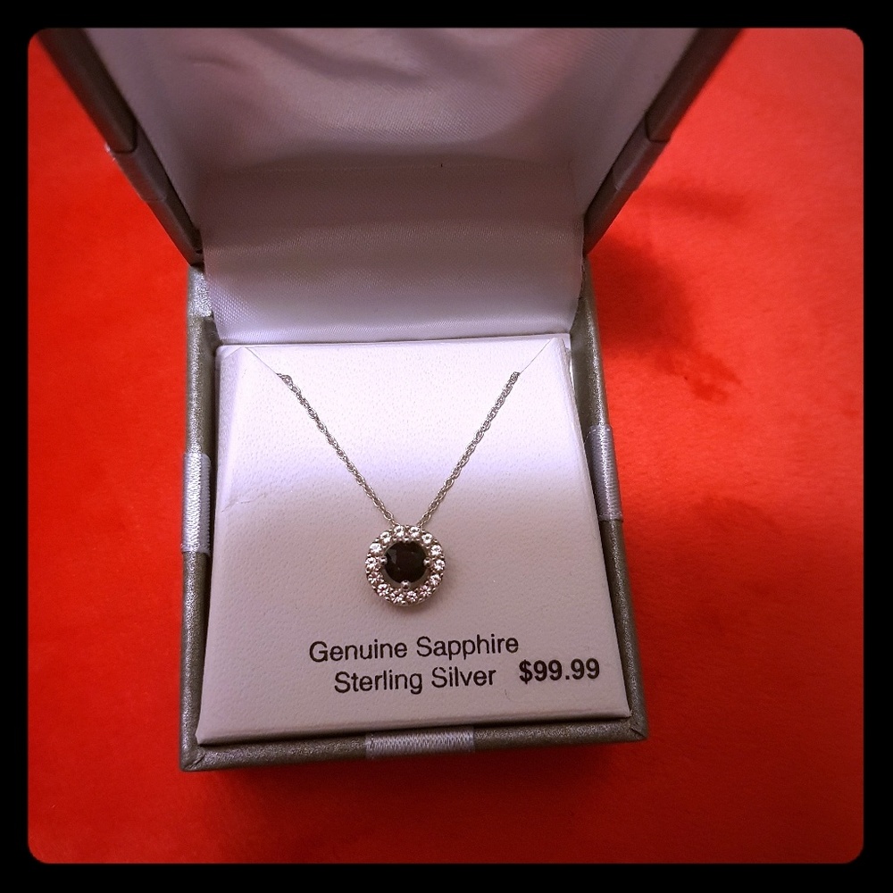 🆕Genuine sapphire & white topaz halo